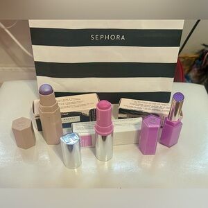 HUDA & Fenty LOT! glassy blush balm, gloss bomb stick & match stix!!!